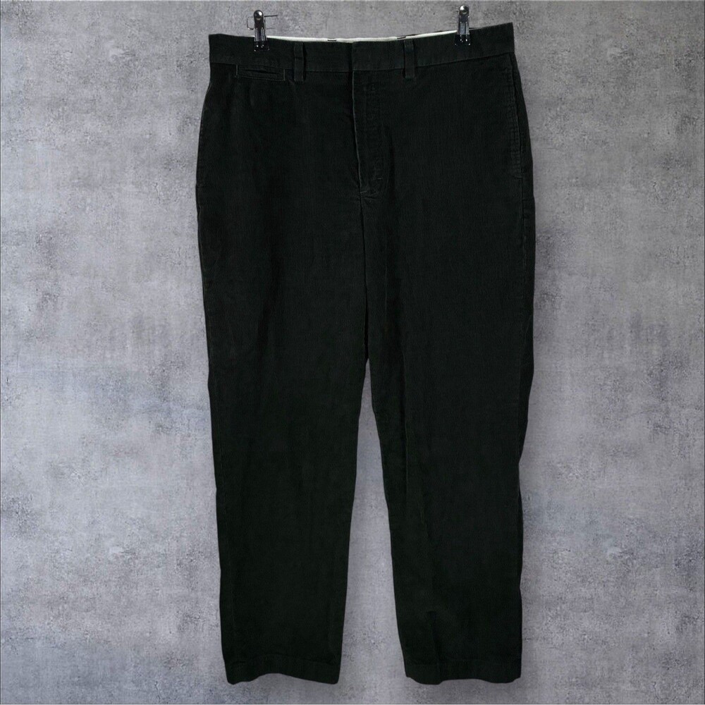 LL Bean Corduroy Pants Mens 35x31 Green Classic Fit Straight Leg Preppy 279000